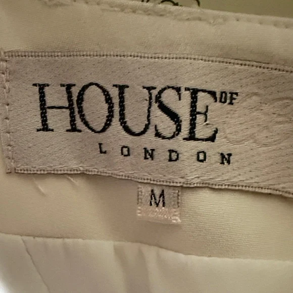 House of CB Two-Tone Lace-Up Nude and Cream Bodycon Dress Sz M - Picture 2 of 6